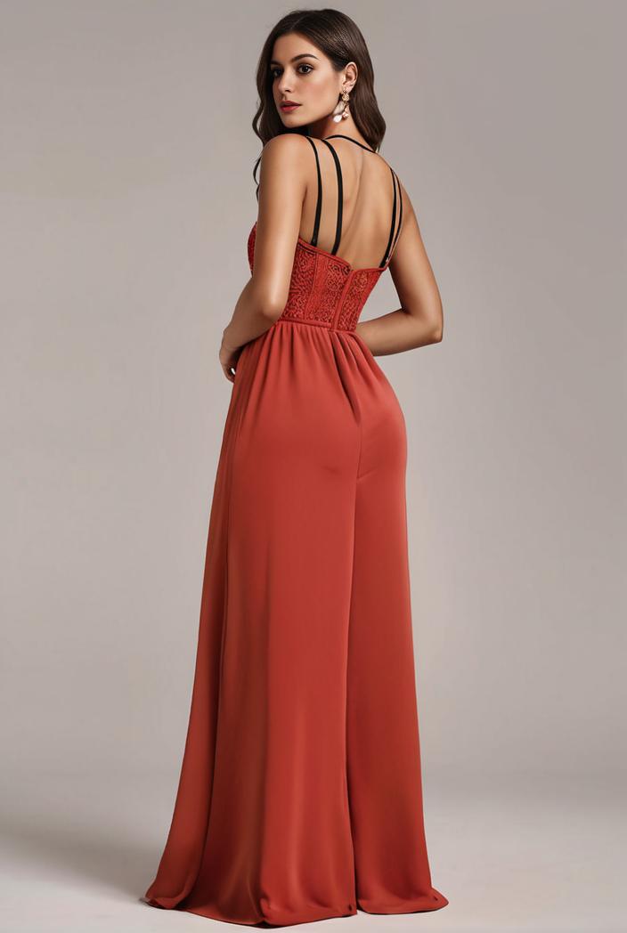 convertible chiffon lace open back spaghetti straps bridesmaid dress 134939