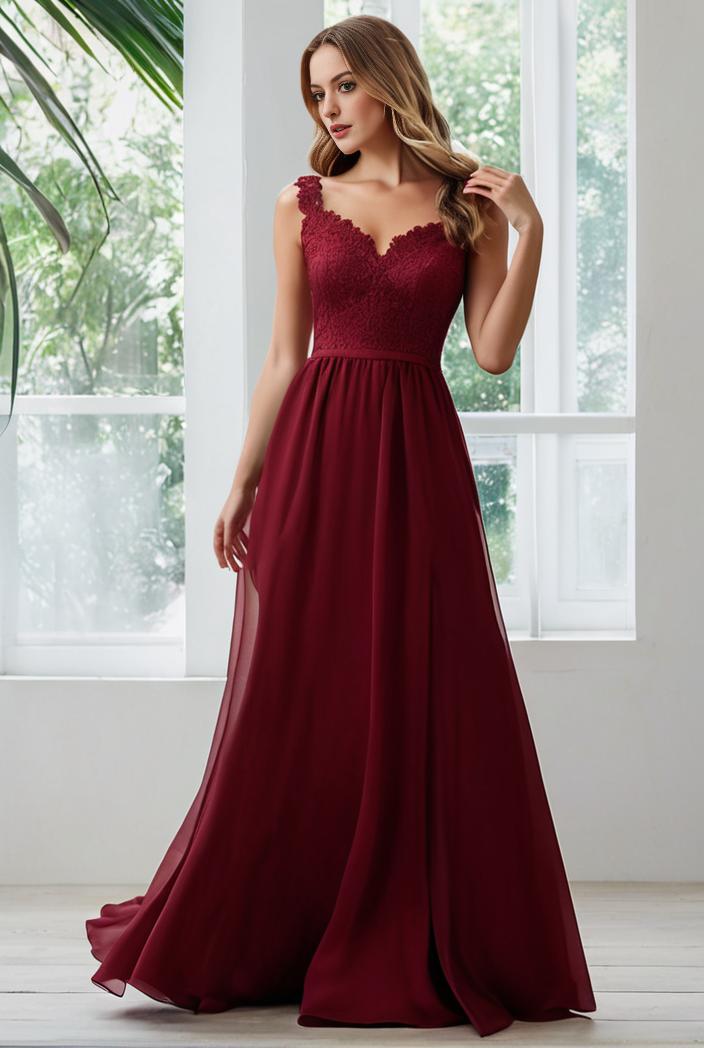 convertible chiffon lace open back spaghetti straps bridesmaid dress 134956