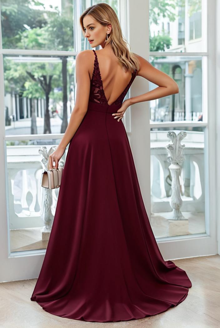 convertible chiffon lace open back spaghetti straps bridesmaid dress 134967