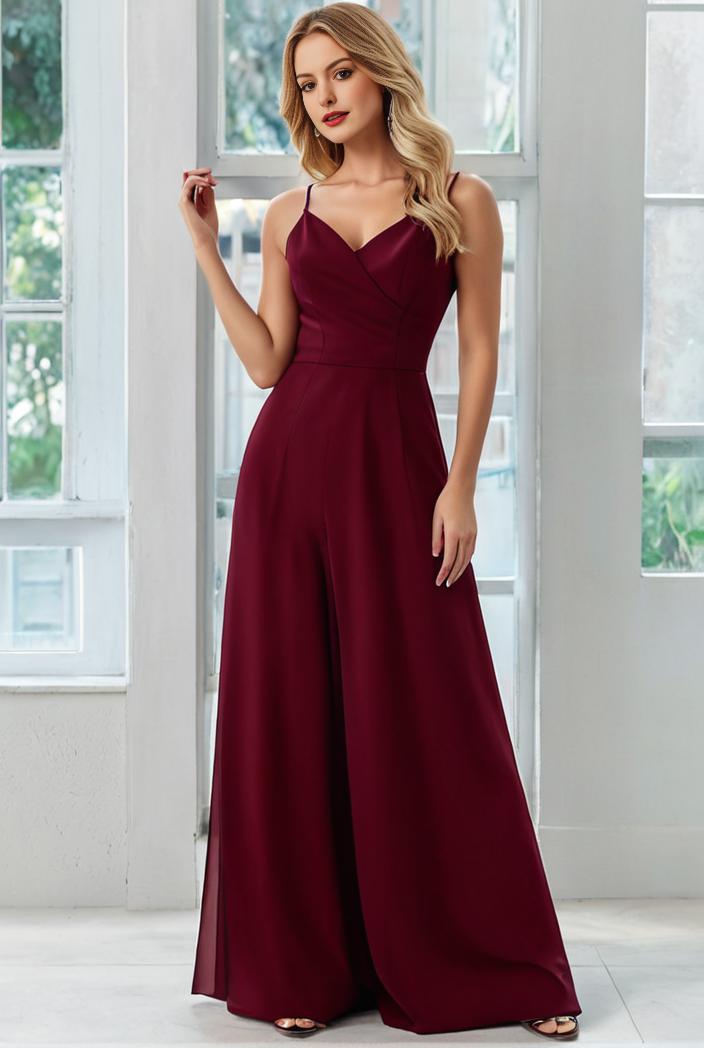 convertible chiffon lace open back spaghetti straps bridesmaid dress 134974