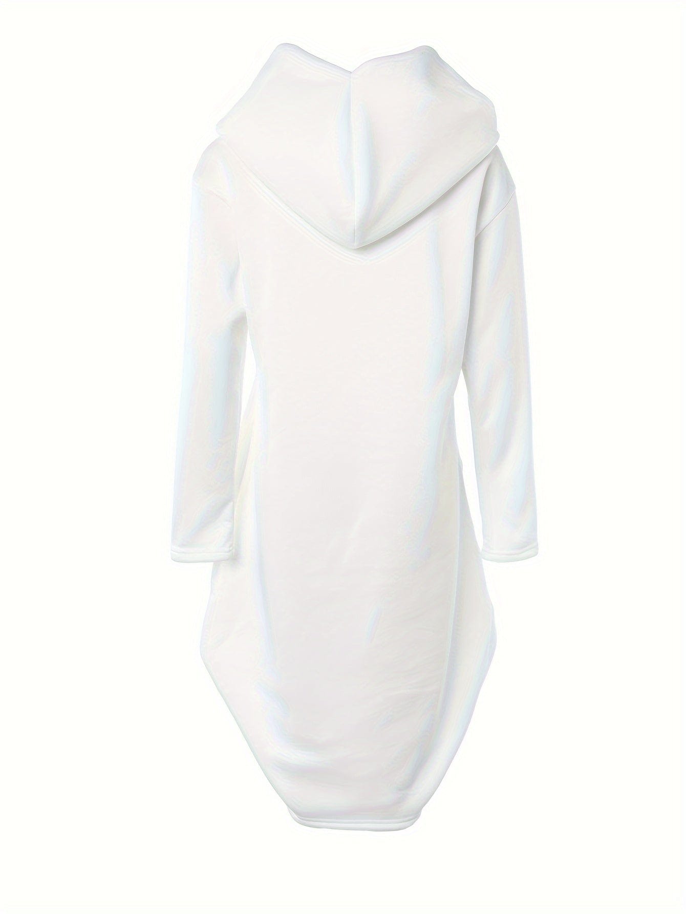 Solid Stylish Kangaroo Pocket Hooded Sweatshirt Midi Dress