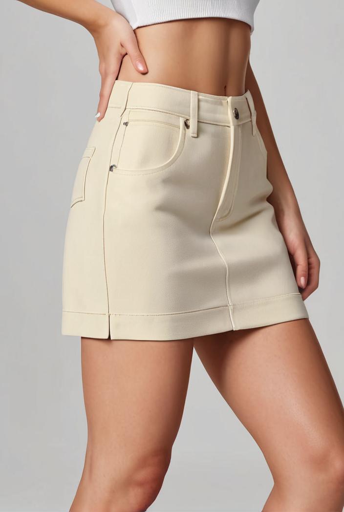 y2k kpop style denim skirt with double button closure and flap pockets 133017