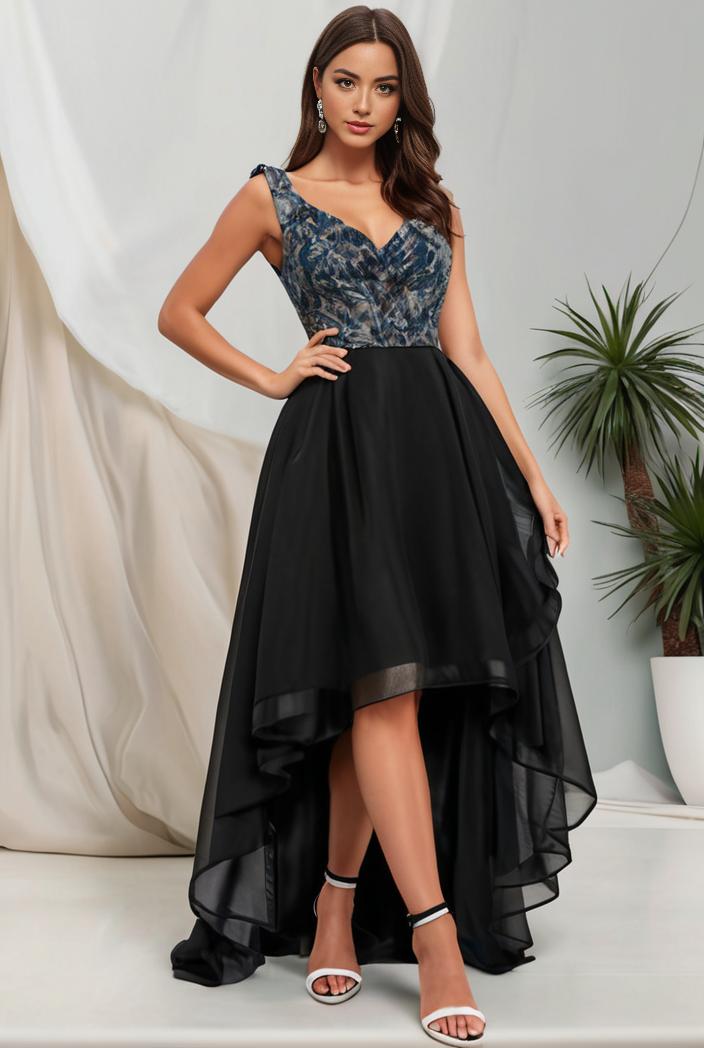 plus size sequin high low deep v neck tulle evening dresses 102013
