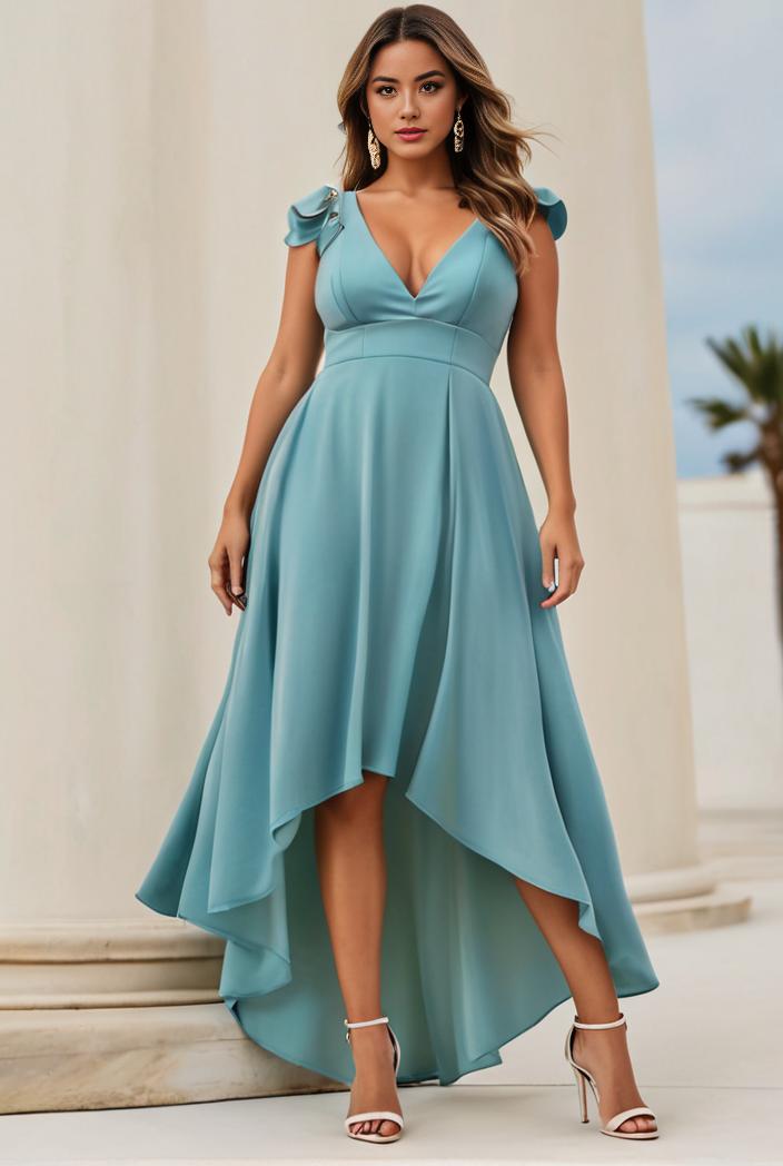 plus size sequin high low deep v neck tulle evening dresses 102049