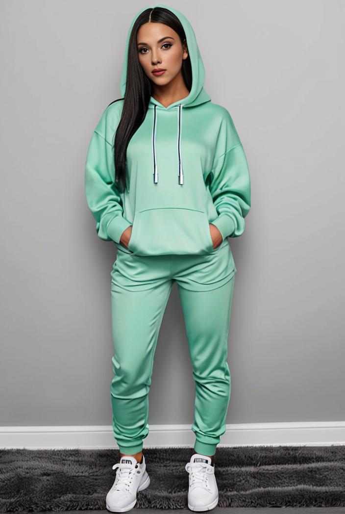 casual drawstring pants and hoodie combo set for women 136844