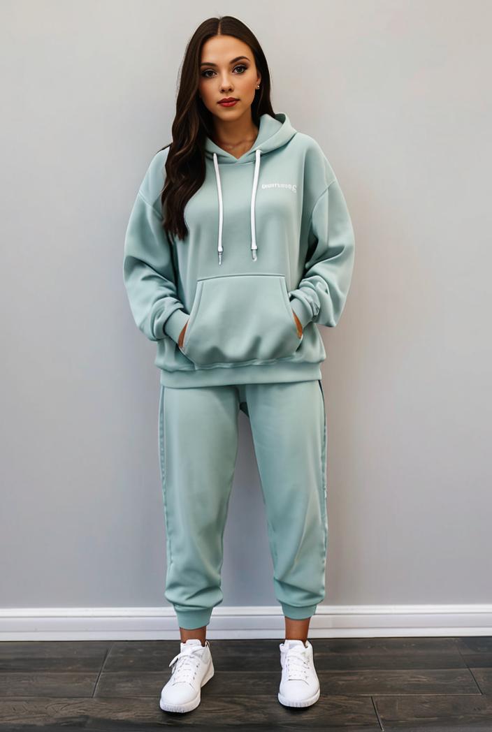 casual drawstring pants and hoodie combo set for women 136847