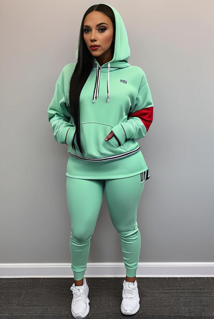 casual drawstring pants and hoodie combo set for women 136849