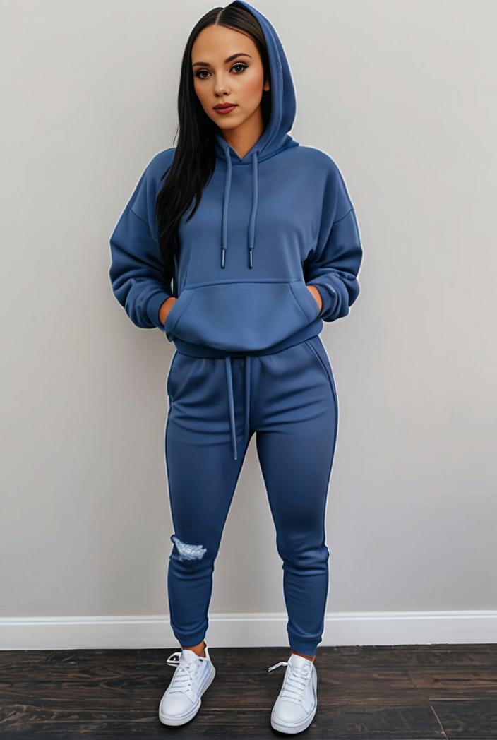 casual drawstring pants and hoodie combo set for women 136859