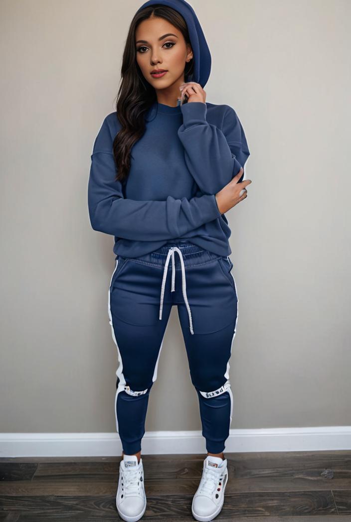 casual drawstring pants and hoodie combo set for women 136862