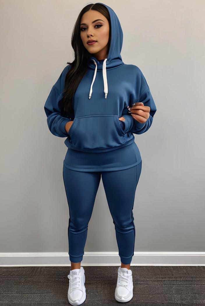 casual drawstring pants and hoodie combo set for women 136863