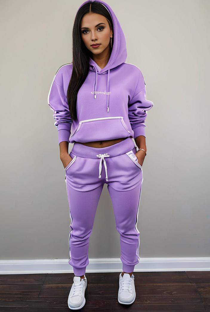 casual drawstring pants and hoodie combo set for women 136870