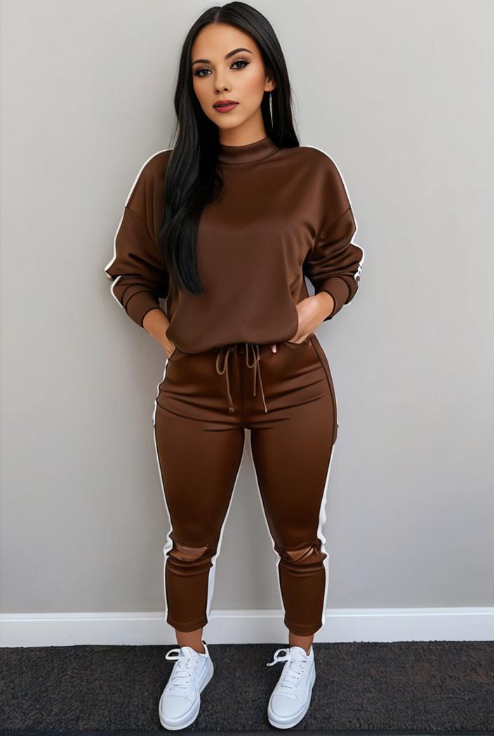casual drawstring pants and hoodie combo set for women 136876