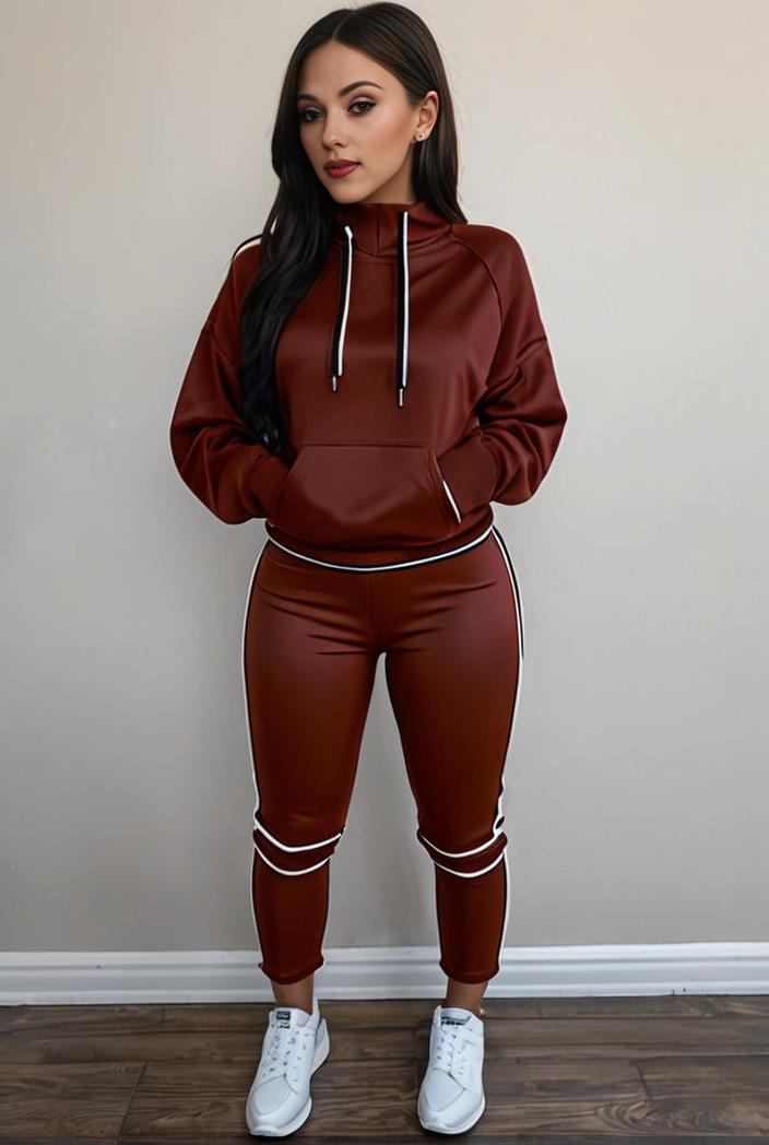 casual drawstring pants and hoodie combo set for women 136882