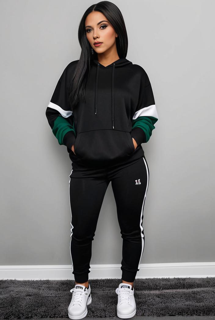 casual drawstring pants and hoodie combo set for women 136884