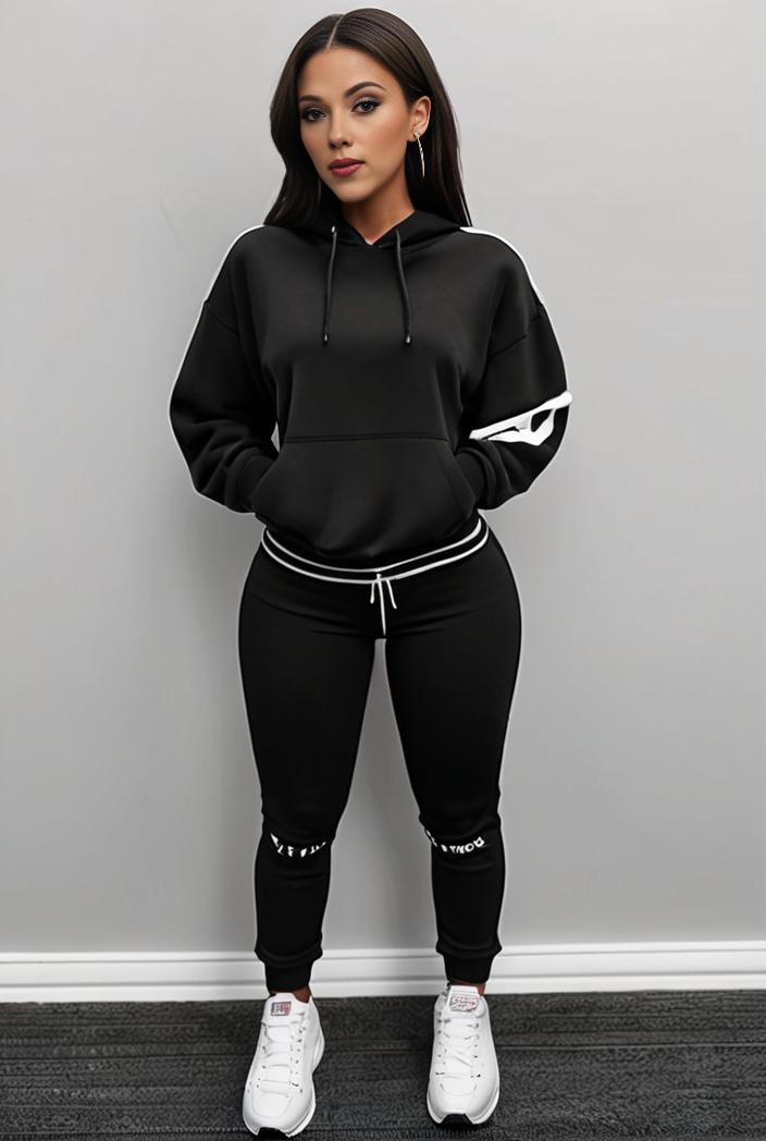 casual drawstring pants and hoodie combo set for women 136885