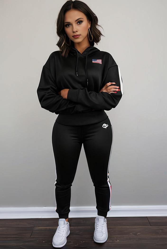 casual drawstring pants and hoodie combo set for women 136889