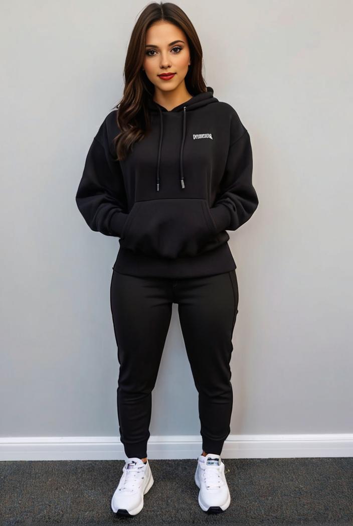 casual drawstring pants and hoodie combo set for women 136886