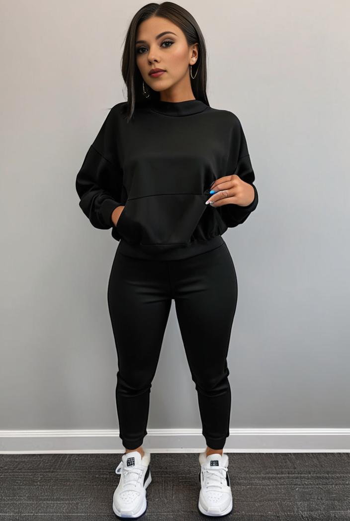 casual drawstring pants and hoodie combo set for women 136888