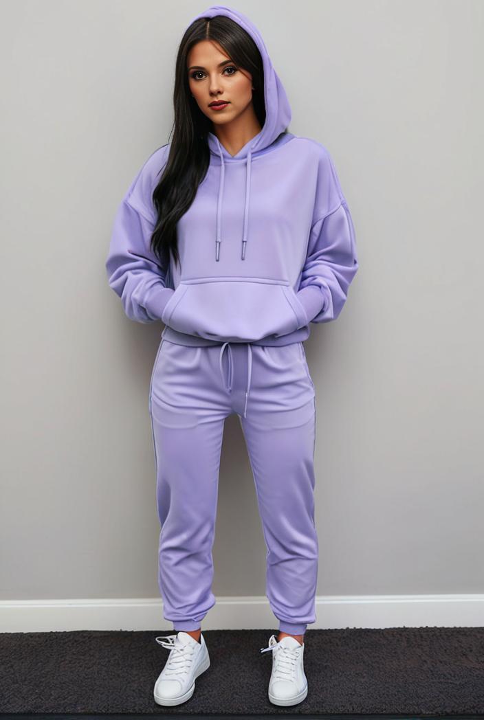 casual drawstring pants and hoodie combo set for women 136891