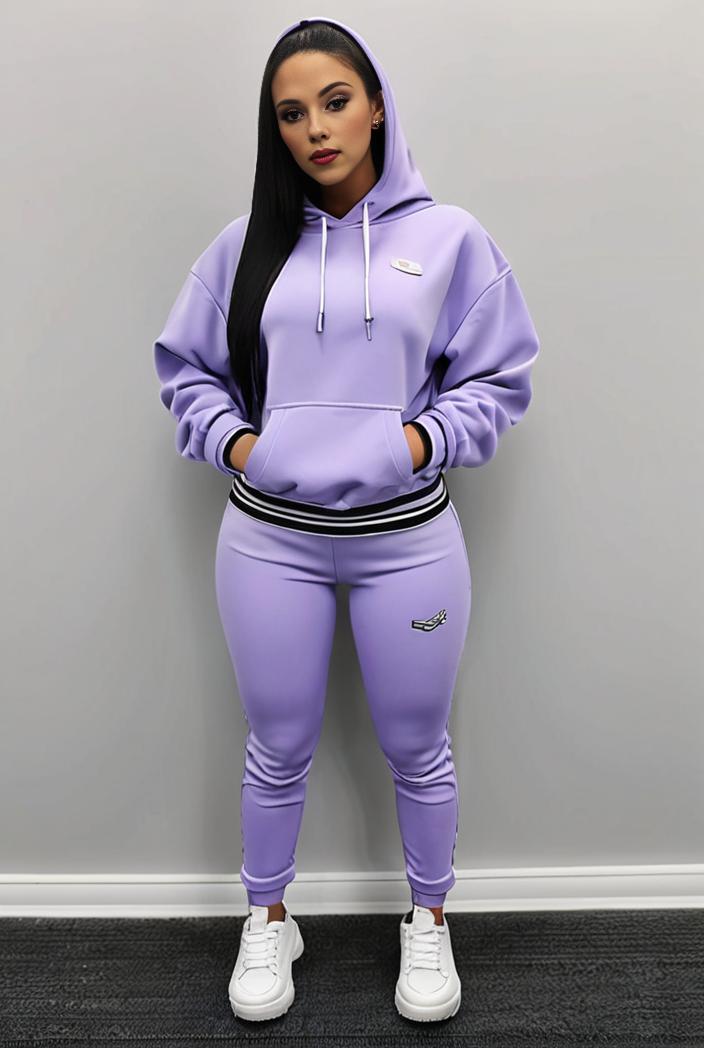 casual drawstring pants and hoodie combo set for women 136893