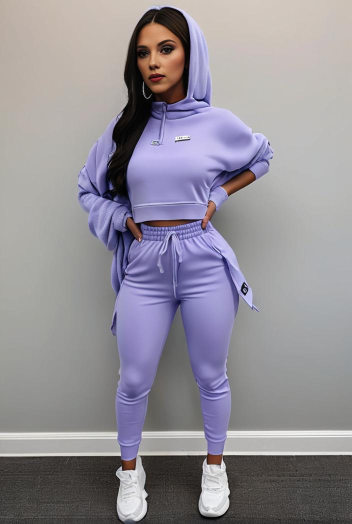 casual drawstring pants and hoodie combo set for women 136897