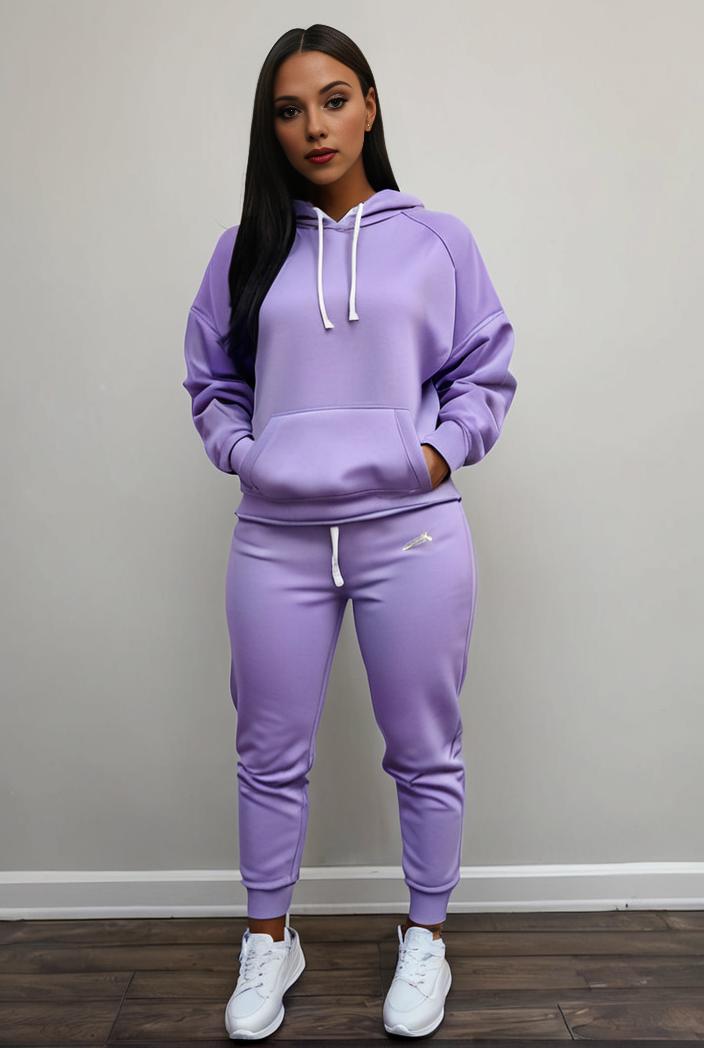 casual drawstring pants and hoodie combo set for women 136898