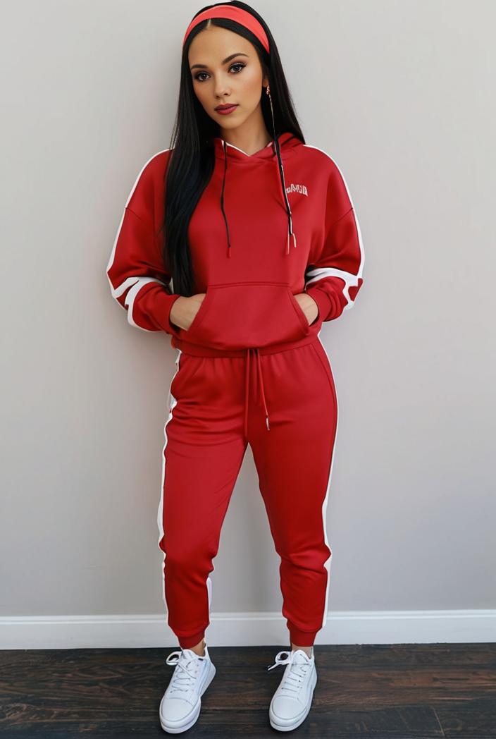 casual drawstring pants and hoodie combo set for women 136907