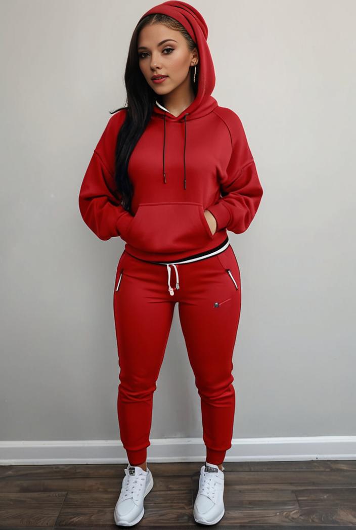 casual drawstring pants and hoodie combo set for women 136914