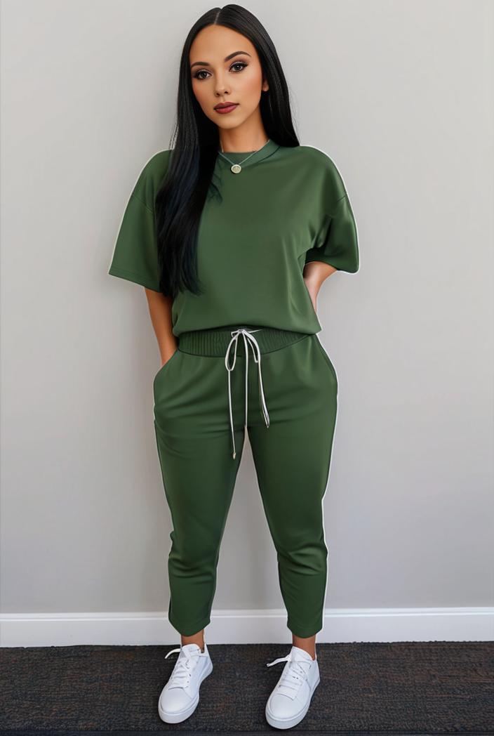 casual drawstring pants and hoodie combo set for women 136915