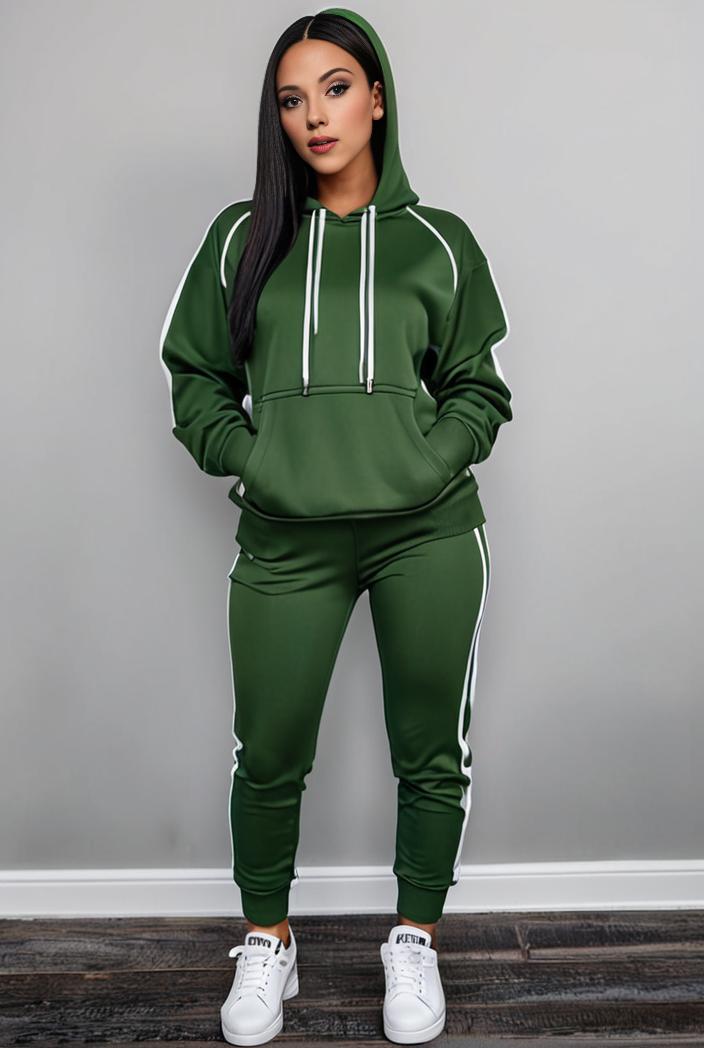 casual drawstring pants and hoodie combo set for women 136916