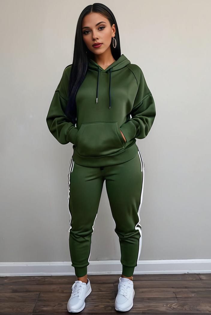 casual drawstring pants and hoodie combo set for women 136922