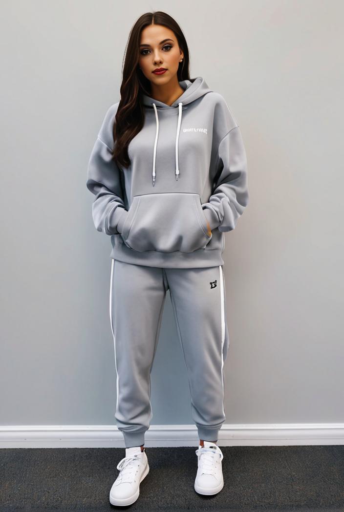 casual drawstring pants and hoodie combo set for women 136927