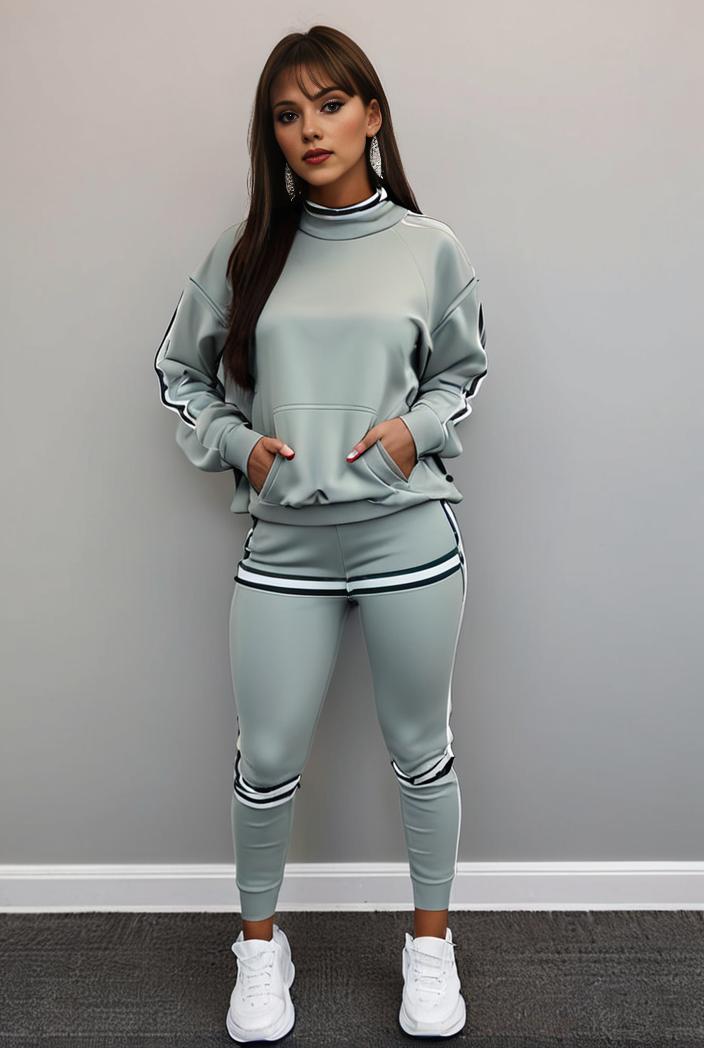casual drawstring pants and hoodie combo set for women 136929