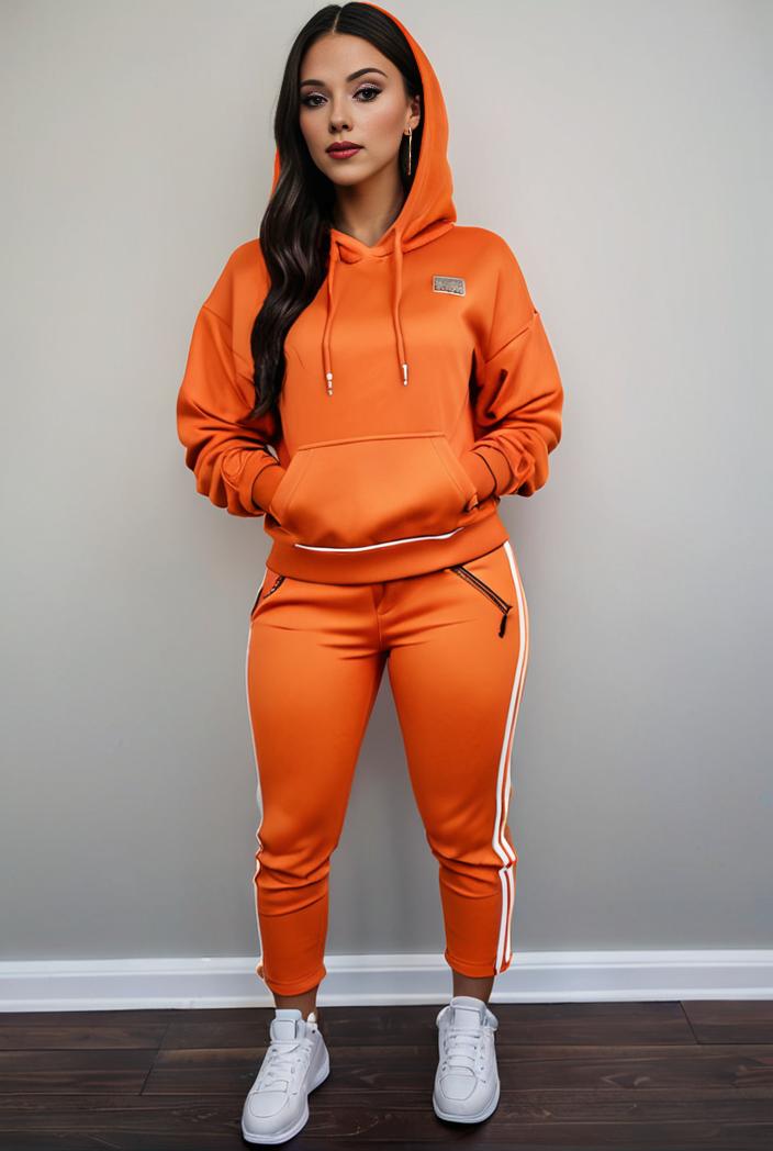 casual drawstring pants and hoodie combo set for women 136934