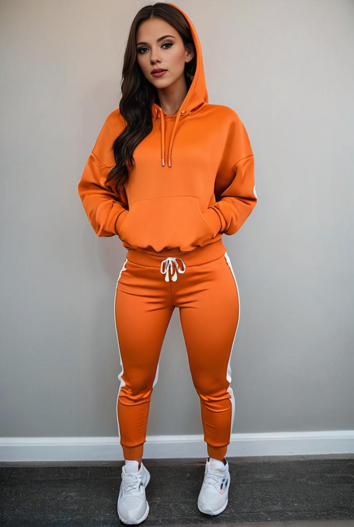 casual drawstring pants and hoodie combo set for women 136936