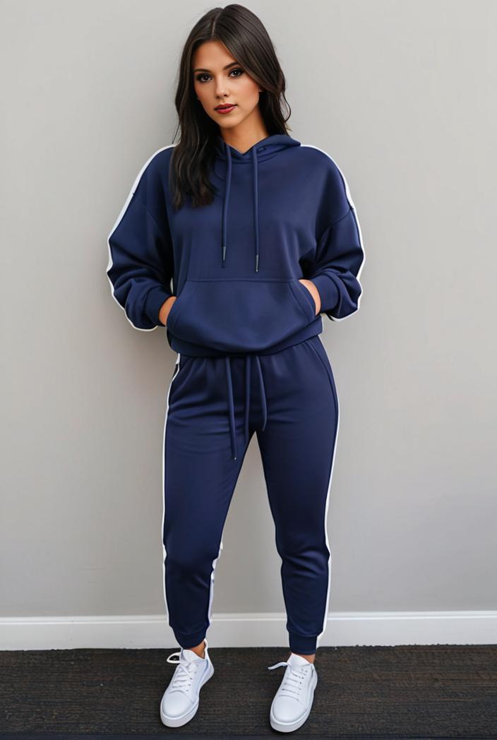 casual drawstring pants and hoodie combo set for women 136939