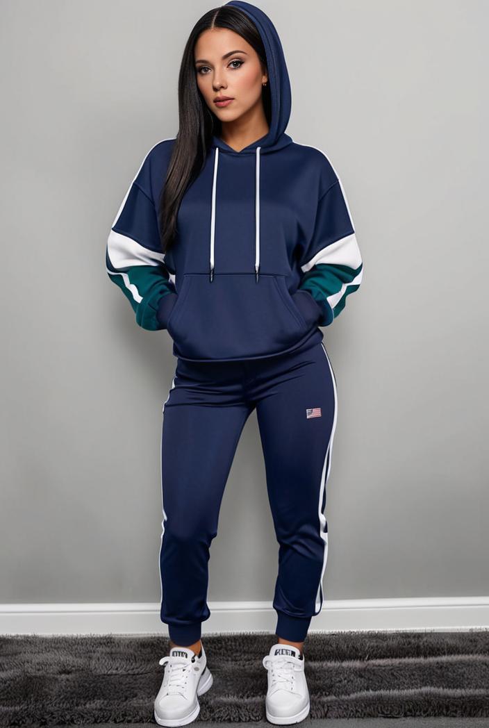 casual drawstring pants and hoodie combo set for women 136940