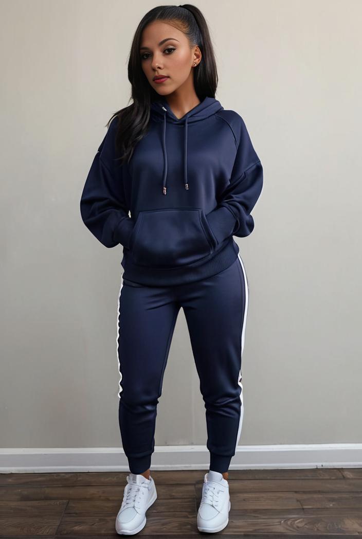 casual drawstring pants and hoodie combo set for women 136946