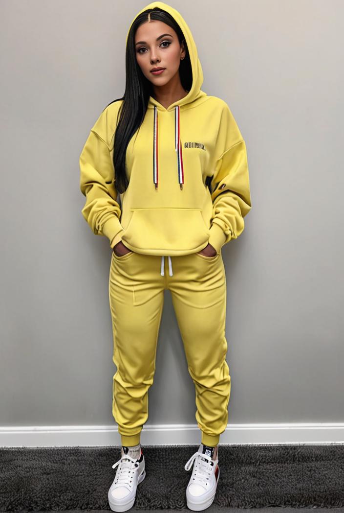casual drawstring pants and hoodie combo set for women 136948