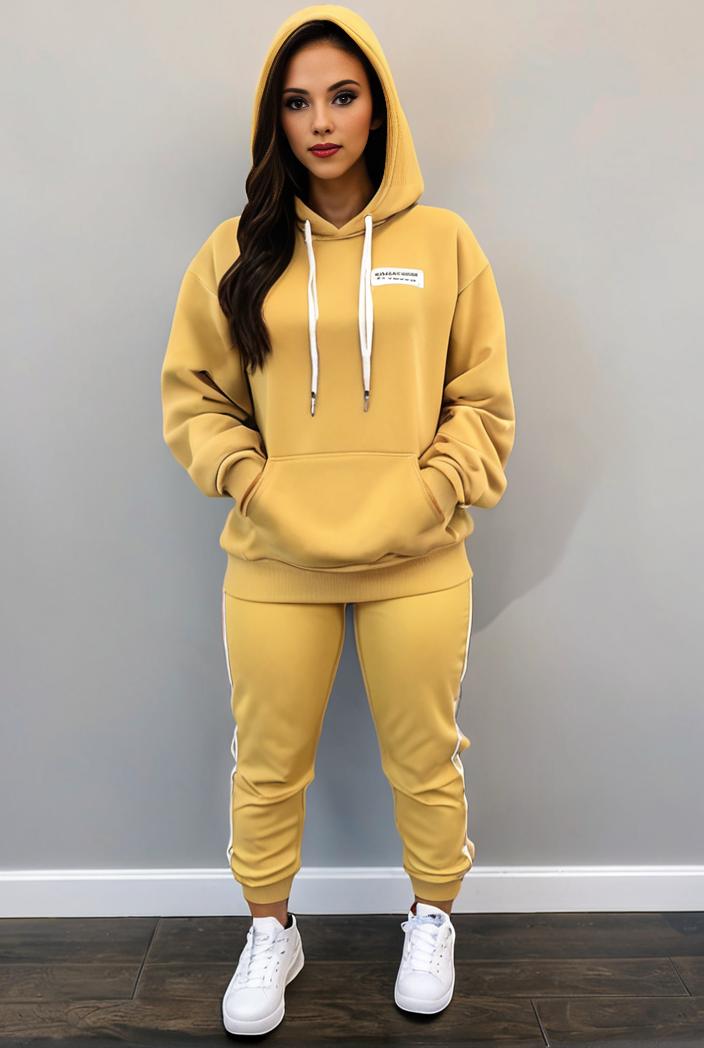 casual drawstring pants and hoodie combo set for women 136951