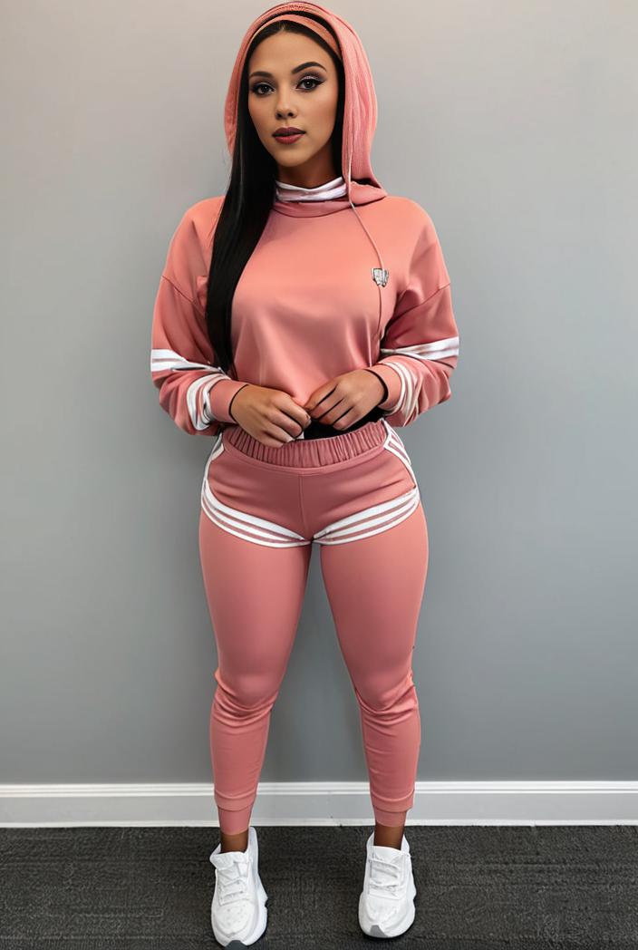 casual drawstring pants and hoodie combo set for women 136969