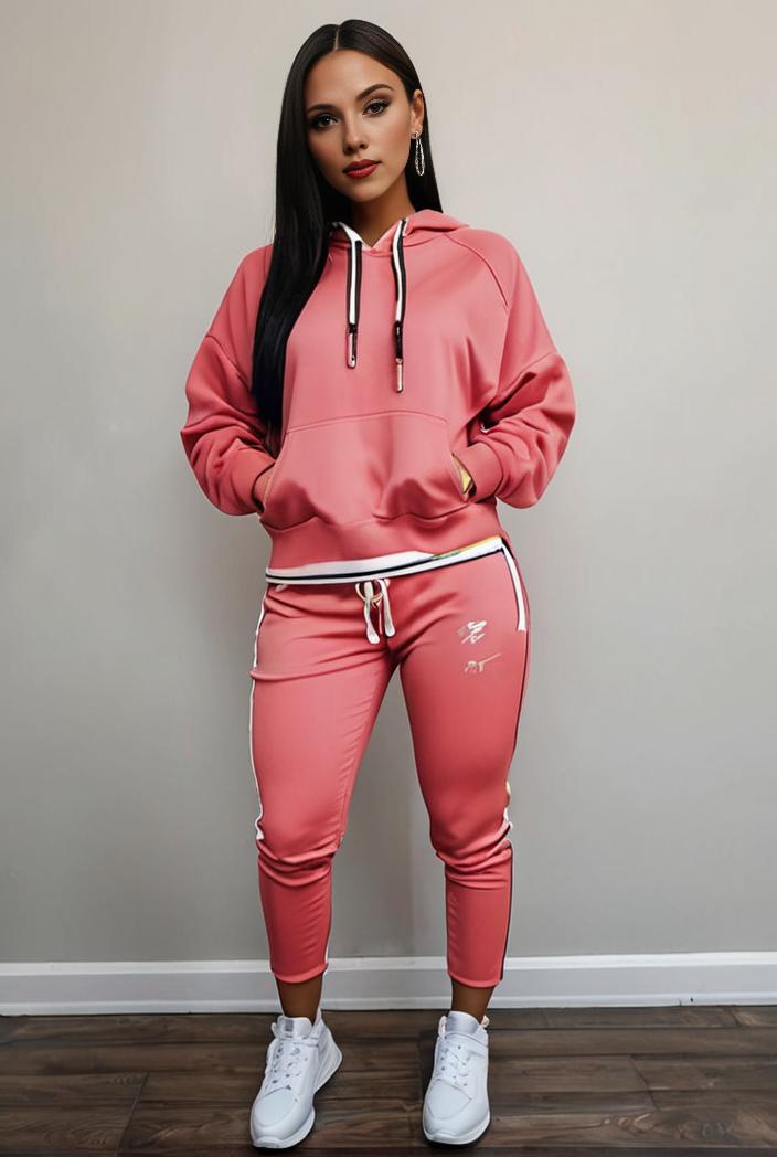 casual drawstring pants and hoodie combo set for women 136970