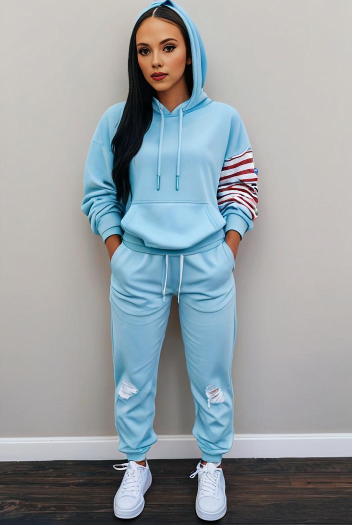 casual drawstring pants and hoodie combo set for women 136971