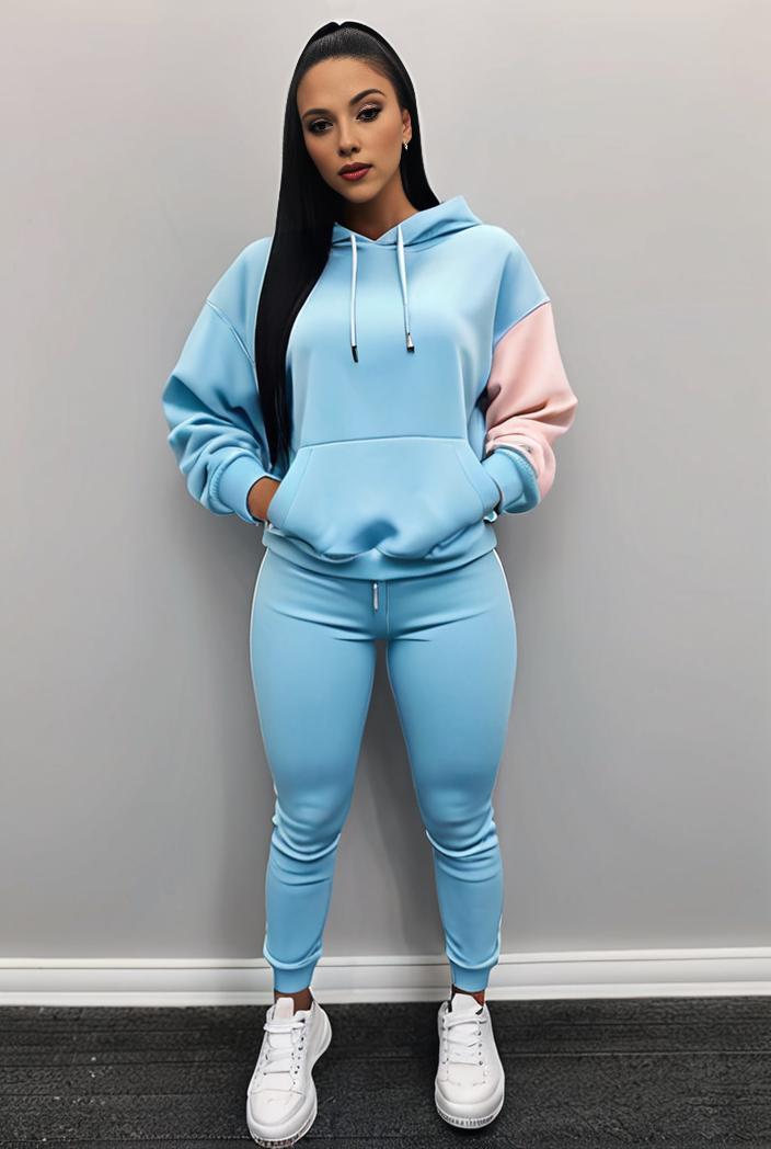 casual drawstring pants and hoodie combo set for women 136973