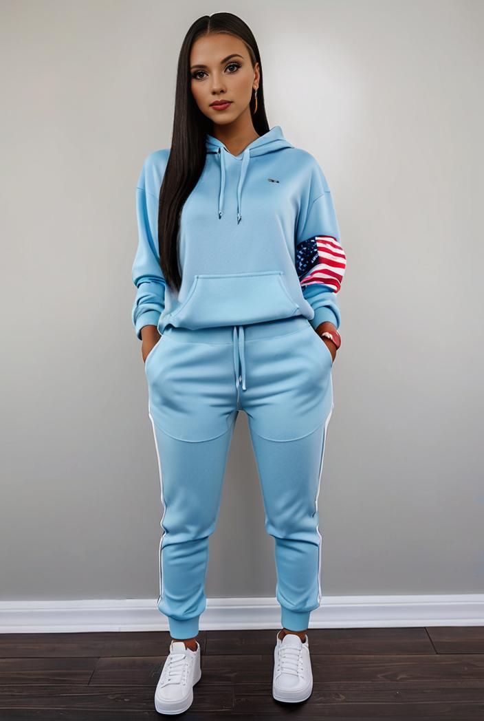 casual drawstring pants and hoodie combo set for women 136974