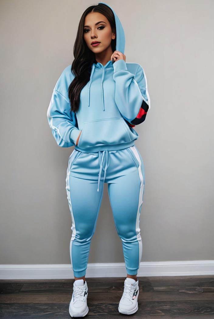 casual drawstring pants and hoodie combo set for women 136976