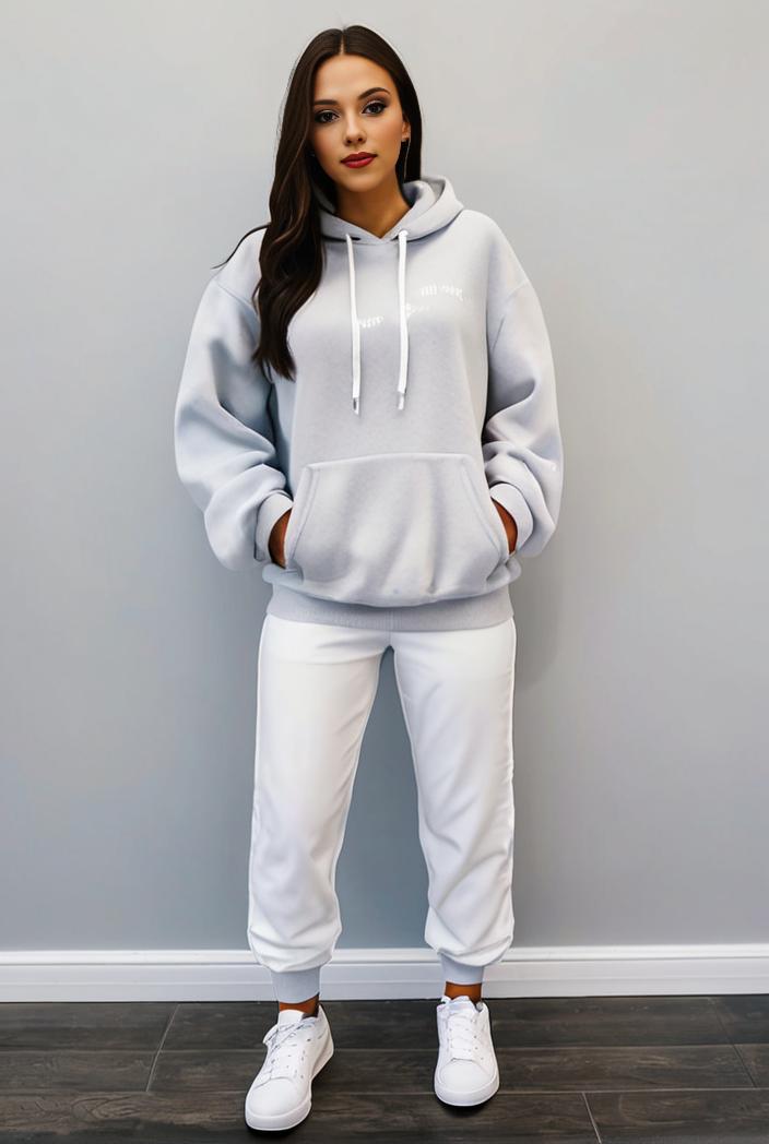 casual drawstring pants and hoodie combo set for women 136983