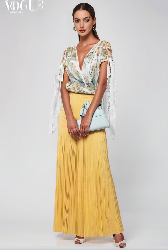 pleated high waist commuting temperament maxi dress 141590
