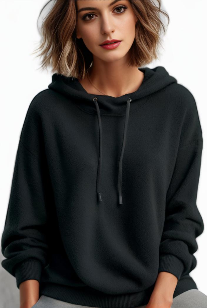 plus size casual hoodie women s plus solid ribbed long sleeve slight stretch hoodie drawstring sweatshirt 142551