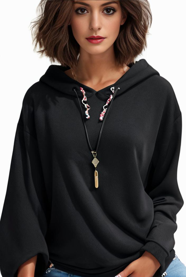 plus size casual hoodie women s plus solid ribbed long sleeve slight stretch hoodie drawstring sweatshirt 142556